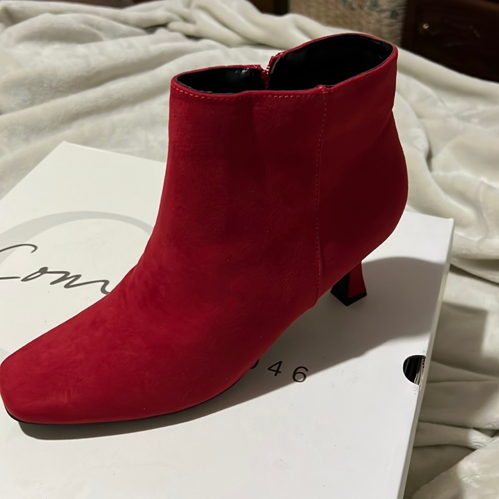 Red heeled booties